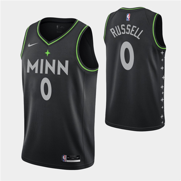 Men's Minnesota Timberwolves #0 D'Angelo Russell 2020-21 Black City Edition Stitched Jersey